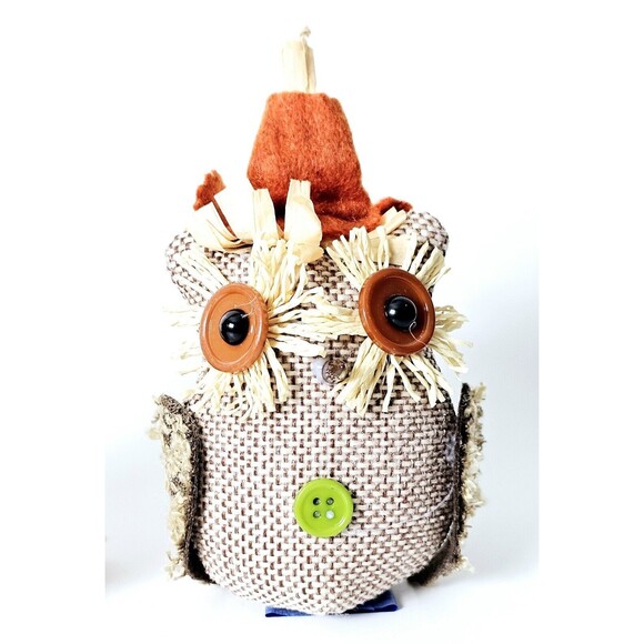 Scarecrow OWLS Lot 3 Burlap Halloween Fall Thanksgiving Ornaments Harvest NWT! - Picture 10 of 12
